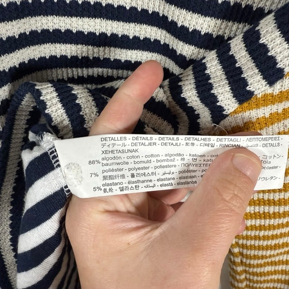 Zara Women’s Cropped Striped Turtleneck Sweater Navy/White/Yellow M - Picture 9 of 12